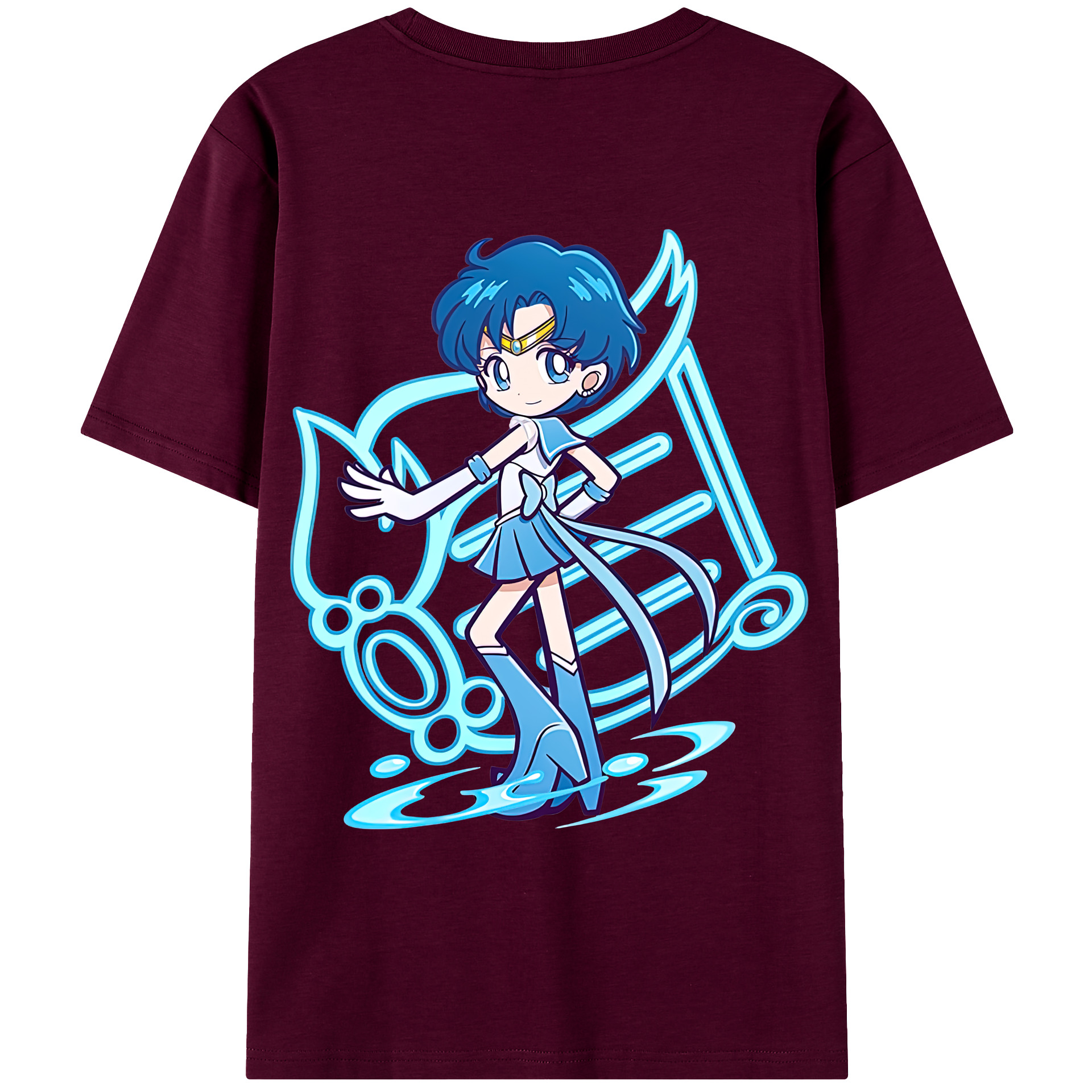 （画像用） 美少女戦士セーラームーン 水野 亜美 みずの あみ Sailor Moon Mizuno Ami レディース半袖Tシャツ(バックプリント)